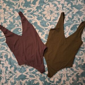 Chic Mauve and Olive Bodysuit Duo